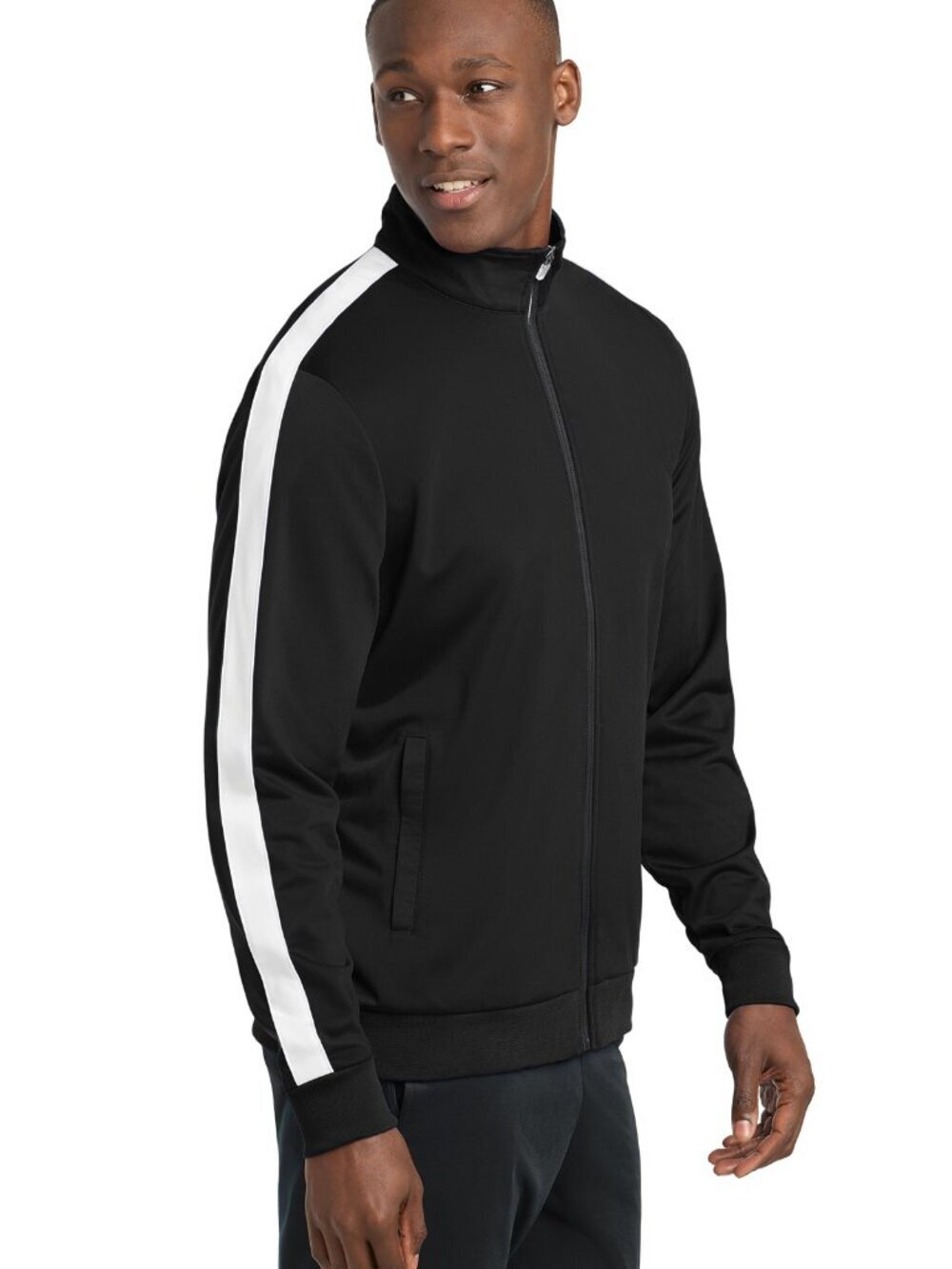 EU Starter Men's Black and White Zip-Up Athletic Jacket